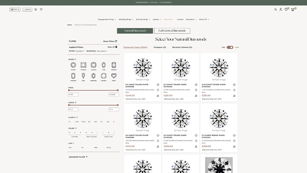 Diamond Search interface
