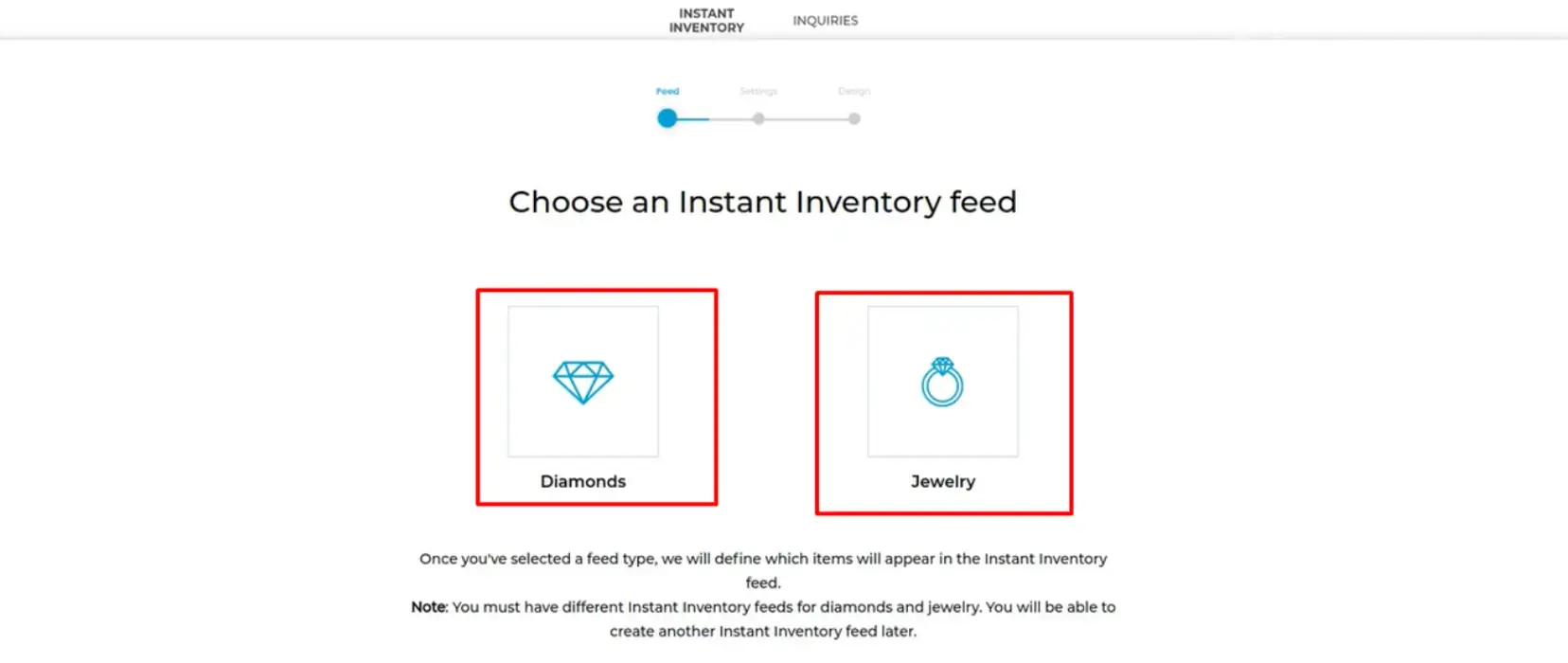 Setting the diamond Feed