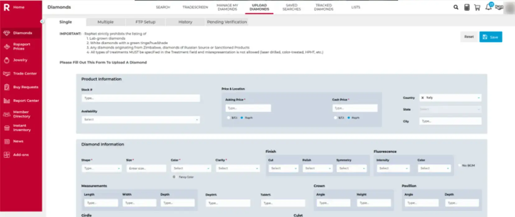 Single Diamond Upload Single Diamond Upload