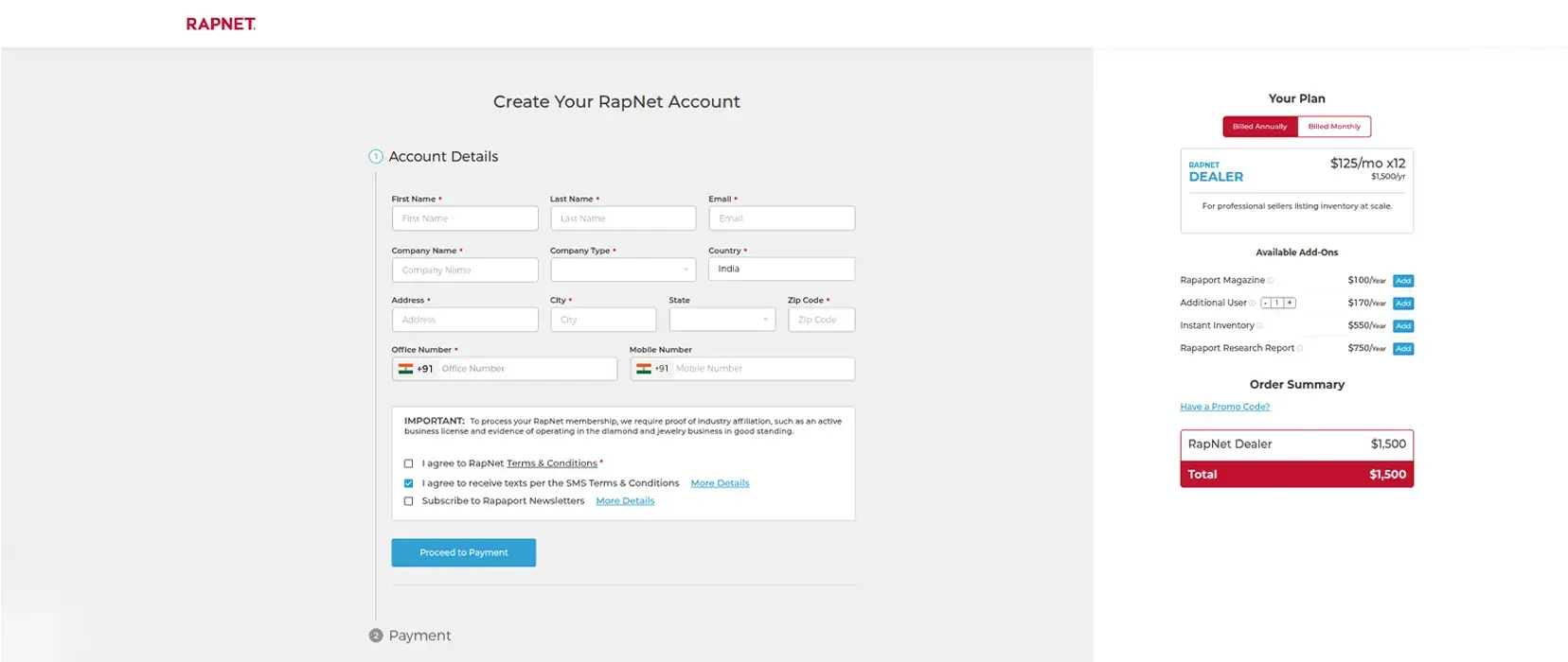 Account registration and setup
