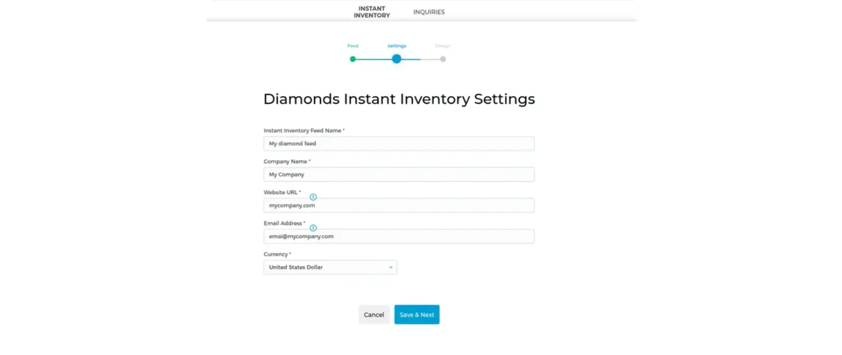Setting the diamond Feed