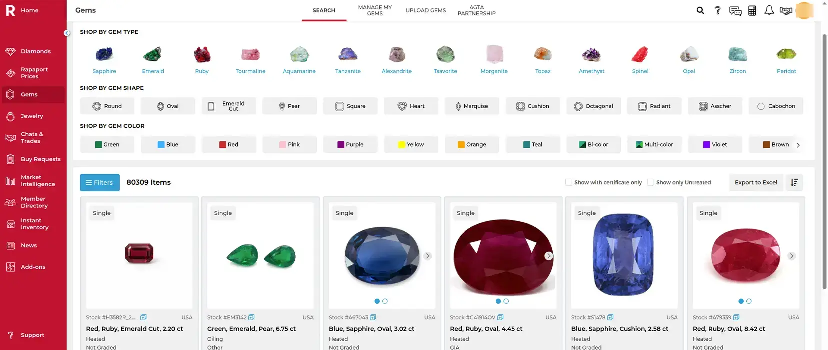 Select gemstones Select gemstones